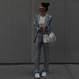 Toloer Autumn Women's Long Sleeved Lapel Micro Bell Trousers Fashion Printed Suit Suit With The Street-Outfit