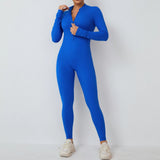 Toloer Zipper Detachable Chest Pad Long Sleeve Yoga Conjoined Suit High Intensity Fitness Exercise Conjoined Tights-Outfit
