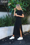 Maxi shirt women autumn winter beach sexy elegant casual Ukrainian bandage knitted black boho long dress plus