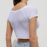Summer New Women's Sexy Hot Chick Knitted Short Sleeve Wrapped Breast Small Waist Coat Outside The