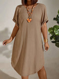 Women's Clothing 2025 Summer New Short-Sleeved Solid Color