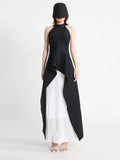 Toloer Casual Suit Tide Spring 2024 New Fashion Neck Sleeveless Irregular Two-Piece Women's Wear-Outfit