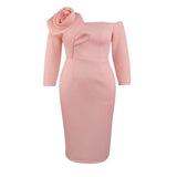 One-Shoulder Sexy Three-Dimensional Floral Dress Dress Elegant Body-Supling Party Dress
