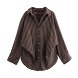 New Bat Sleeve Loose Striped Shirt