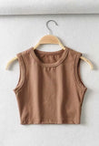 Yoga Solid Cropped Tank Top-Outfit