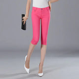 Denim Jeans Shorts omen's Capris Skinny Jeans Pants Female Knee Length Stretch Slim Capri Jeans Women Candy Color