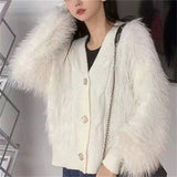 New Autumn And Winter Style Foreign Style Design Imitates The Mink Hair Thickened Coat Knitted Cardigan Women's Loose And Thin Sweater.-Outfit