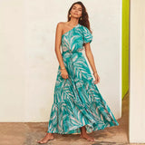 Women's Clothing New Spring And Summer Slant Shoulder Holiday Wind And Flowers High-End Dress Dress Women's