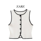 Homemade New Women's Oceanic Smozy Claming Embroidered Knitted Vest