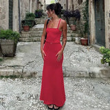 Contrast Spaghetti Strap Bodycon Maxi Dress-Outfit