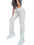 Washed Straight Leg Cargo Jeans-Outfit