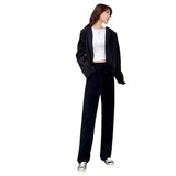 Toloer Waist Wide Leg Pants Women's Pants Autumn Hanging Feeling Loose Versatile Black Thin Suit Pants Casual Straight Leg Floor Pants-Outfit