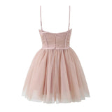 Black Mesh Frill Tulle Strap Mini Dress-Outfit