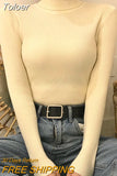 Women Casual Soft Cashmere Elastic Sweaters Turtleneck Slim Knit Pullovers For Women Solid Jumpers