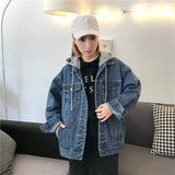 2020 Spring And Autumn New Ins The Same Fashion Denim Jacket Female Net Red Hooded Women's Casual Jacket-Outfit