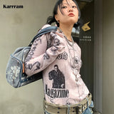 Y2k Aesthetics T-shirt Grunge Fairycore Harajuku Tshirt Japanese Cartoon Print Tee Shirts Korean Fashion Tops E-girl