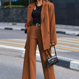 Toloer Spot 2024 Autumn / Winter New Solid Color Long Sleeve Women's Street Shot Two Casual Suit Sets-Outfit
