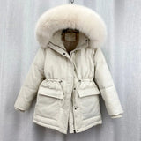 2022 Oversized Cotton Padded Jacket Parka Big Fur Collar Winter Down Jacket Women Thick Warm Parkas Female