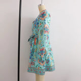 Women's Long-Sleeved V-Neck Positioning Floral Dress