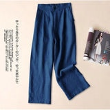 New Wide-Legged Trousers Women's Summer Nine-Point Trousers Straight Slacks Loose Large Cotton Trousers Women's Casual