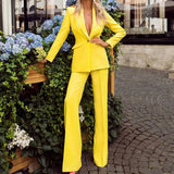 Toloer Spot 2023 Autumn / Winter New Women's Fashion Casual Commuter Suit Straight Pants Suit-Outfit