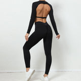 Toloer And Winter Big Show Back Long Sleeve Jacket Tight Yoga Pants Nude Feeling Quick-Dry Sports Suit Show Slim Fitness Suit-Outfit