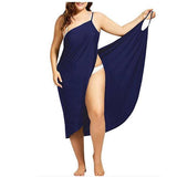 Toloer New Plus Size Dress Solid Color Sexy Sling Beach