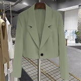 Jacket Women 2025 Spring And Autumn New Korean Version Of The Fashion White Ultra-Short One Buckle