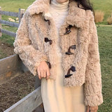 2022 Autumn Winter Cute Fashion Faux Fur Coat Women Thick Warm Soft Plush Fur Jacket Sweet Casual Female Overcoat Young