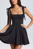 Summer New Women's Fashion Collar High Waist Folded Splicing Bow Sling