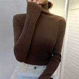 Women Pullover Turtleneck Sweater Autumn 2022 Long Sleeve Elastic Korean Simple Basic Jumper Pull Femme Solid Color Tops