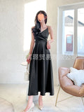 Retro Satin Sexy Super Fairy White Sling Dress Seaside Holiday Wind Dew Back Beach Dress Female Summer-Outfit
