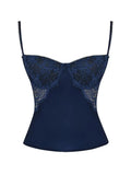 See Through Lace Splice Slim Corset Top-Outfit