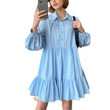 Hot Spring New Shirt Dress White Dress Women's OL Simple Cotton