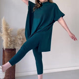 2025 New Solid Color Round Neck Large-Size Short-Sleeved Knitted Shirt Casual