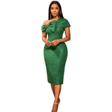 Sexy Bows Short-Sleeved Jab Dress Party Retro Elegant Body-Bendered Ass