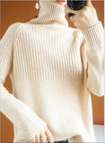 Autumn And Winter Lazy Wind Thickened High-Necked Sweaters Women's Long-Sleeved Solid Color Pile Collar Knitted Bottomed Sweaters-Outfit