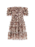 Off-shoulder Floral Printed Ruffles Mini Dress-Outfit