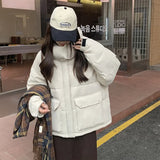 This Year Popular Down Cotton Suit Female Winter Korean Version Hooded Overalls 2024 Ins Harbor Wind Thick Padded Coat Tide-Outfit