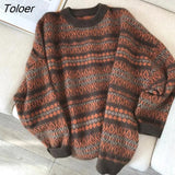 Pullover Patchwork Loose Lantern Long Sleeve Women Simple Knitted Sweater Elegant All-match Oversize Streetwear Clothes 1028-0-Outfit