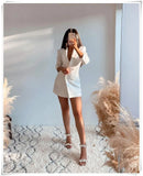 White Hollow Out Waist Back Office Ladies Blazer Femme Autumn Spring Jacket Coat 2022 Women Slim Bodycon Blanche Veste