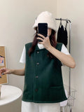 Spring And Autumn Dress New Single-Breasted Sleeveless Shoulder Vest For Women Fashionable Loose And Thin Knitted Vest Girls-Outfit