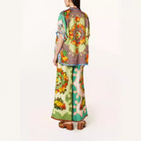 Women's Clothing 2026 New Fashion Print Tight Waist Pocket Wide Leg Pants Casual Suit Women's