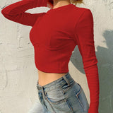 Toloer Style Women's Wear 2024 Spring New Fashion Logo Featured Chest T-Shirt Slim Slim Short Top-Outfit