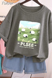 100% Cotton L-6XL T Shirt Plus Size Tshirt Short Sleeve Solid Women Top Summer Print Couple O Neck Oversized T