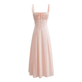 Trendy Girls' Sling Dress In Summer, The New Low-Cut Straps Show A Skinny Medium-Length Skirt.-Outfit