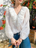 Spring Women's New White French Shirt Women's Long Sleeves Changfeng Shenzhen South Oil Shirt Women's