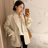 Toloer Jacket Female 2024 Spring And Autumn Net Red New Autumn Dress Korean Version Loose Suit Brown Blazer Jacket Female-Outfit