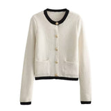 Spring Button Button Knitted Cardigan Jacket Xiaoxiang Style Women's Sweater 6427034-Outfit