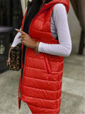 Sleeveless Puffer Jacket Women Hooded Cotton Padded Waistcoat Casual Streetwear Zipper Pocket Jacket Fashion Long Quilted